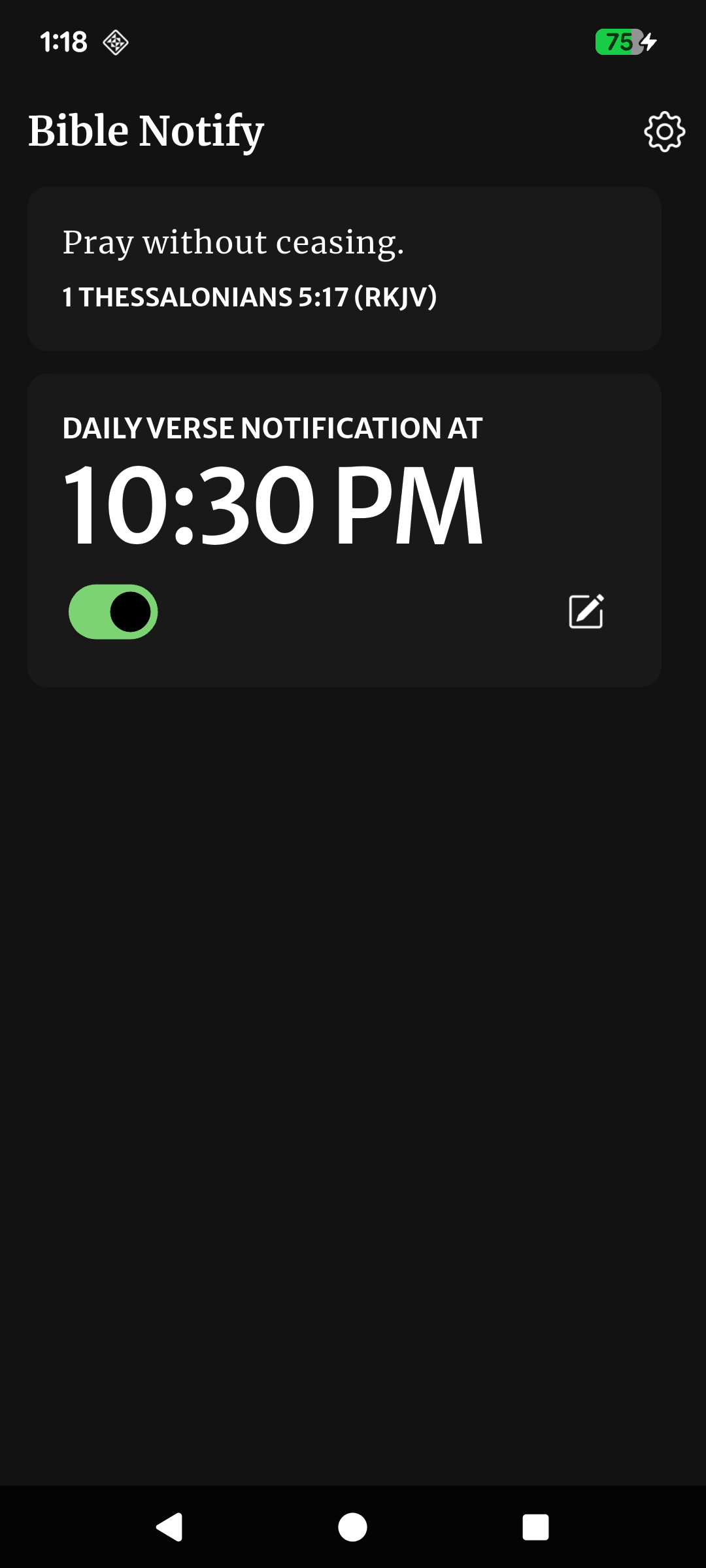 Set time for notification to send
